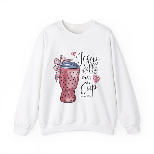 Inspirational Jesus Fills My Cup Sweatshirt, Cozy Christian Apparel, Faith-Based Gift, Religious Sweatshirt, Everyday Comfort