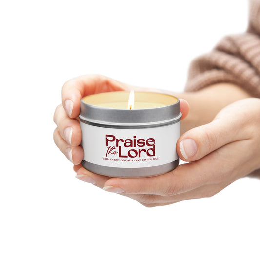 Praise the Lord Tin Candle | Faith Inspired Home Decor, Religious Gift, Prayer Candle, Spiritual Aromatherapy