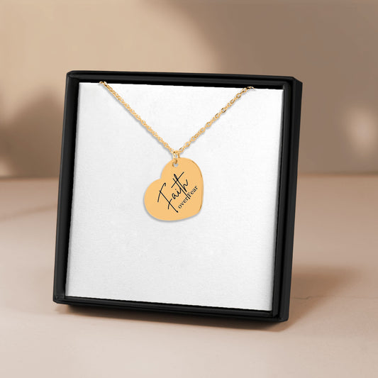 faith over fear Heart Necklace