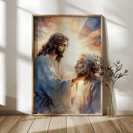 Healing Touch Christian Wall Art – Jesus Restoring Sight