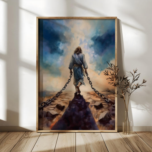 Breaking the Chains - A Powerful Christian Wall Art Symbolizing Freedom in Christ and Spiritual Liberation